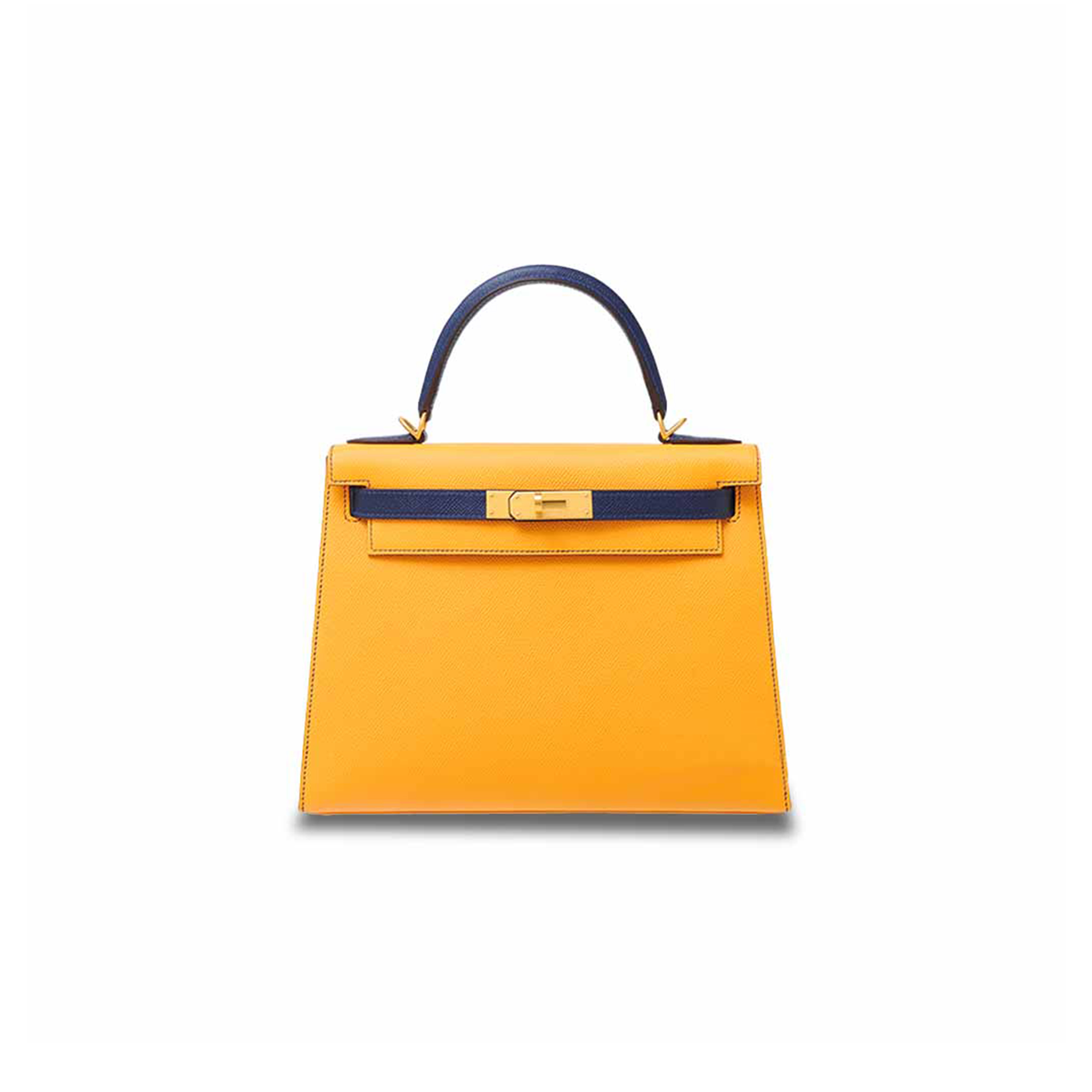 H**mes master kelly 28 epsom sun yellow light blue gold buckle (28*22*10cm)